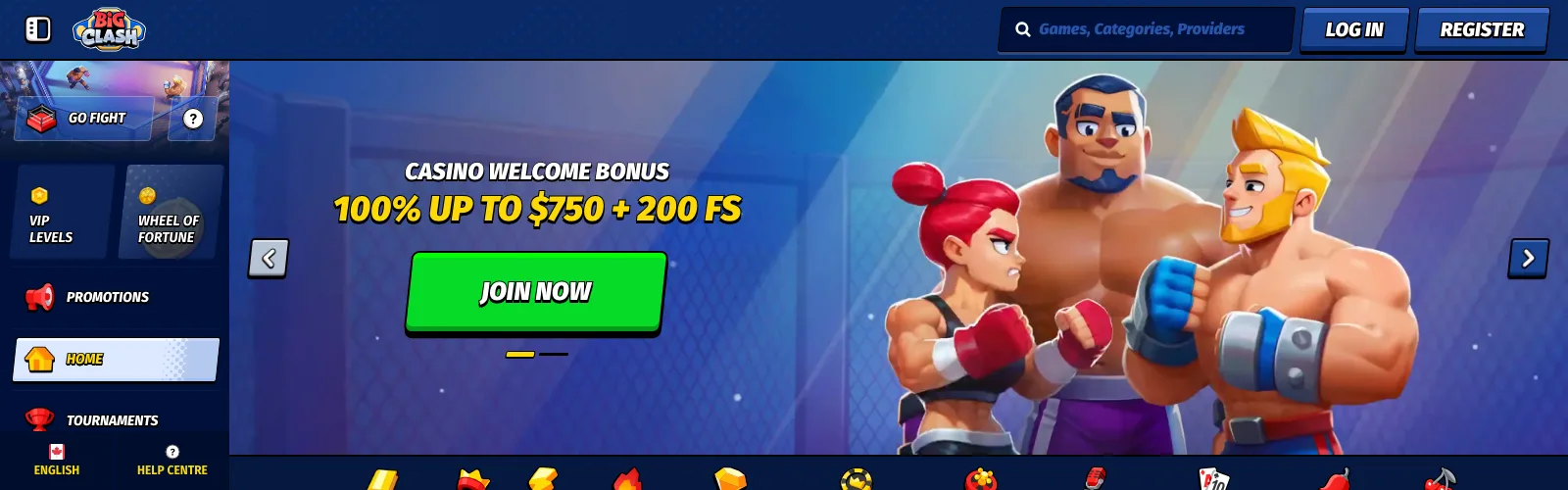 BigClash casino homepage