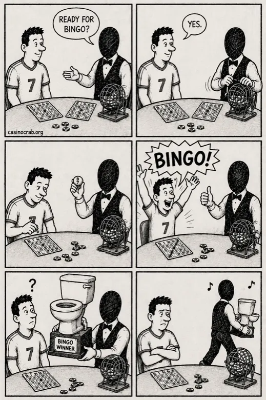 Comic illustration of an online bingo player in Canada